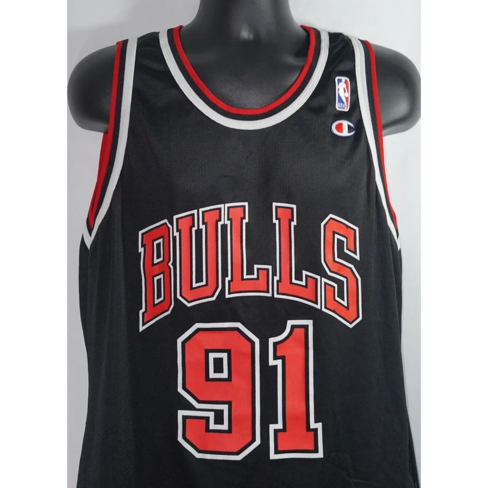 Dennis Rodman Chicago Bulls Champion Jersey Vintage Rare L 44 - Picture 2 of 9